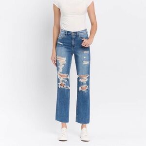 Flying Monkey Congratulations Distressed Ankle Straight Jean - Size 30